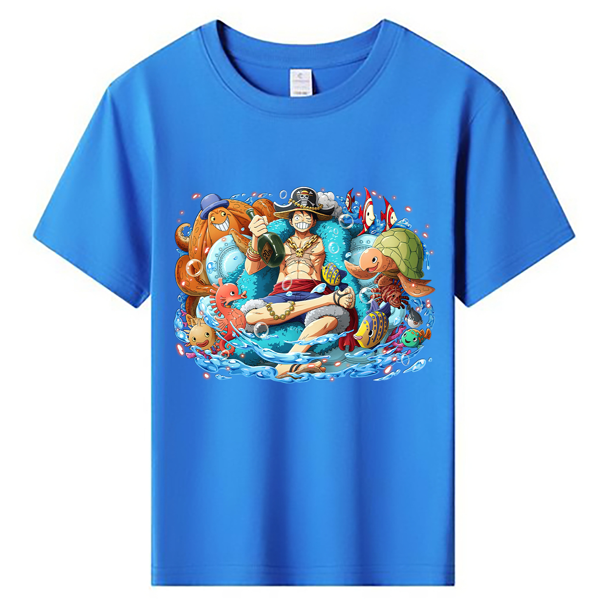 ワンピース モンキー・D・ルフィ ONE PIECE Monkey D. Luffy 綿100％キッズTシャツ（フロントプリント）